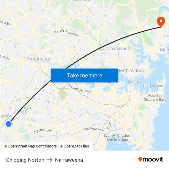 Chipping Norton to Narraweena map