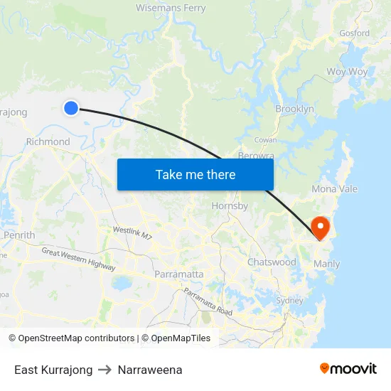 East Kurrajong to Narraweena map