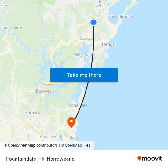 Fountaindale to Narraweena map