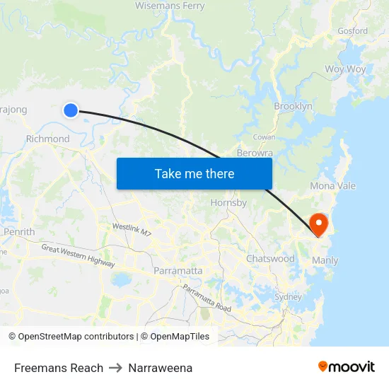 Freemans Reach to Narraweena map