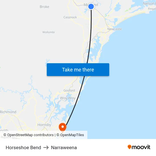 Horseshoe Bend to Narraweena map