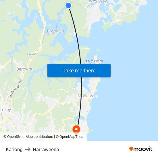 Kariong to Narraweena map