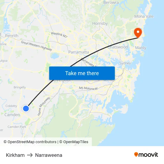 Kirkham to Narraweena map