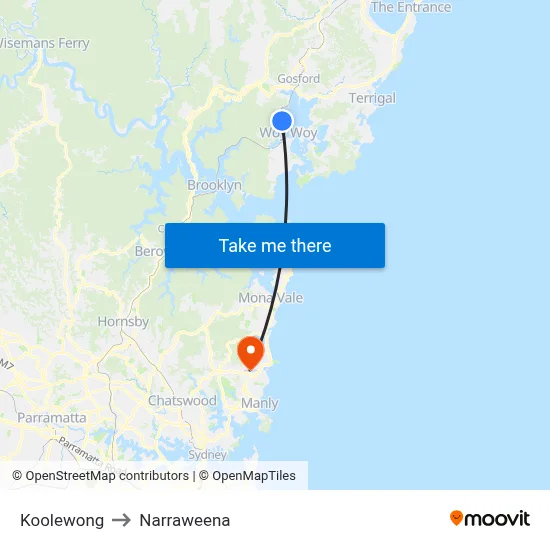 Koolewong to Narraweena map