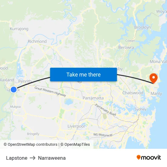 Lapstone to Narraweena map