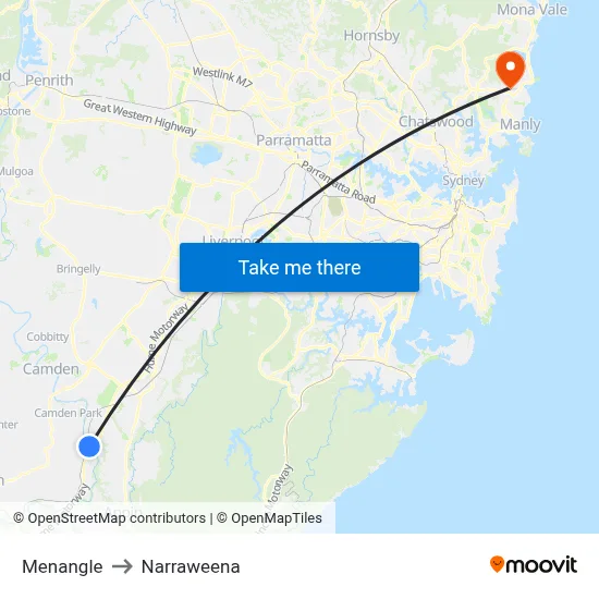 Menangle to Narraweena map