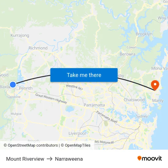 Mount Riverview to Narraweena map