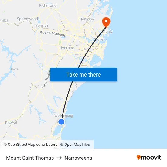 Mount Saint Thomas to Narraweena map