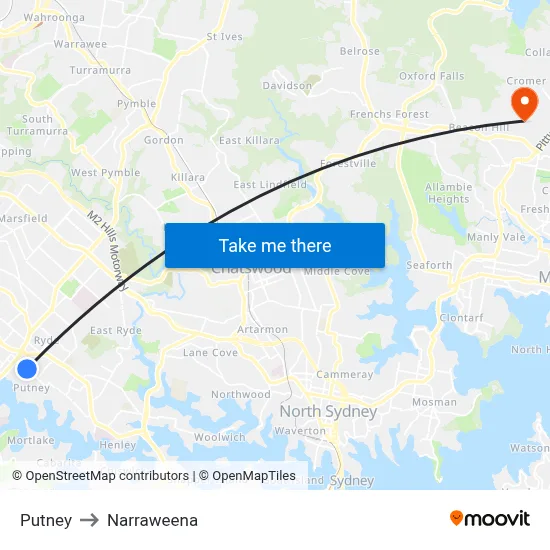 Putney to Narraweena map