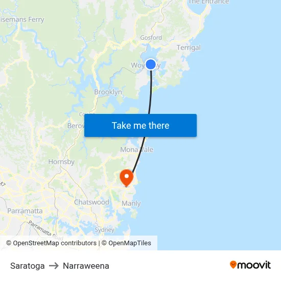 Saratoga to Narraweena map