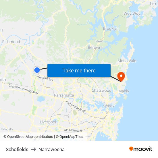 Schofields to Narraweena map