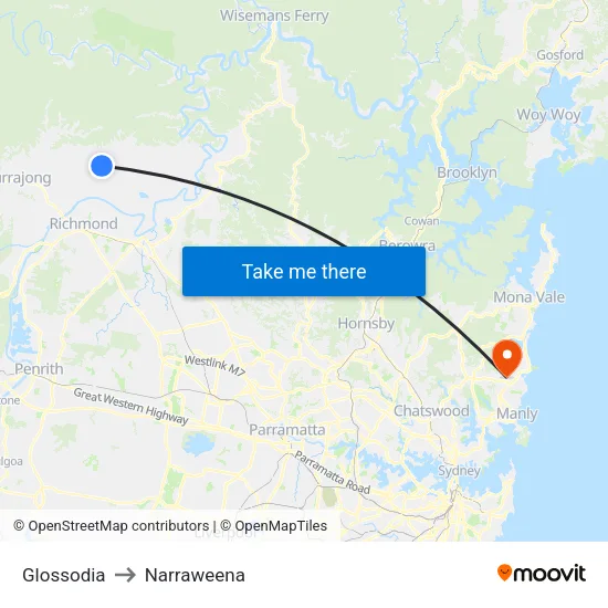 Glossodia to Narraweena map