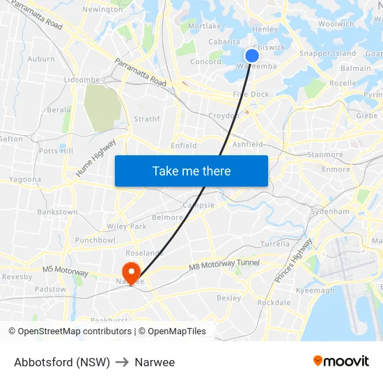 Abbotsford (NSW) to Narwee map