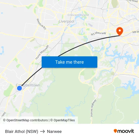 Blair Athol (NSW) to Narwee map