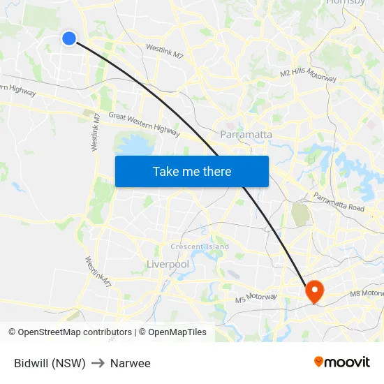 Bidwill (NSW) to Narwee map