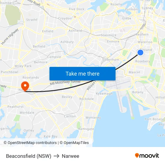 Beaconsfield (NSW) to Narwee map