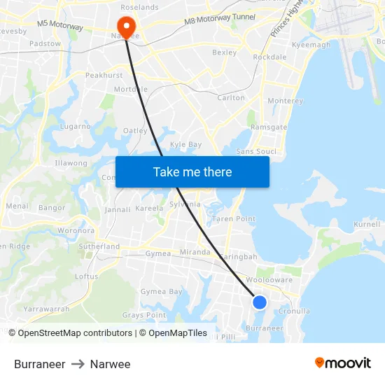 Burraneer to Narwee map