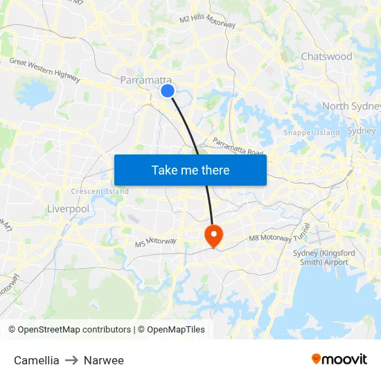 Camellia to Narwee map