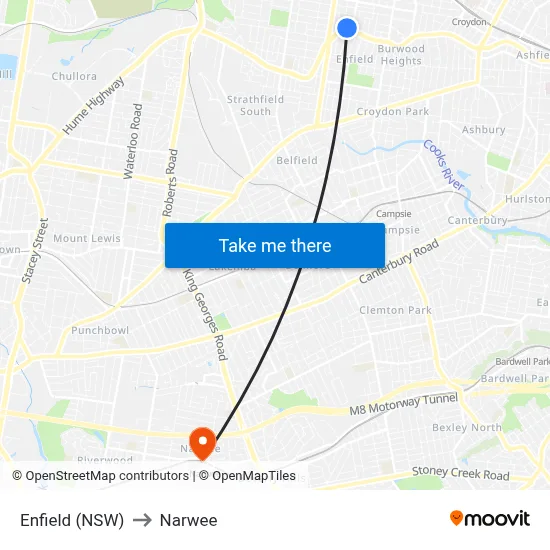 Enfield (NSW) to Narwee map