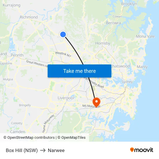 Box Hill (NSW) to Narwee map