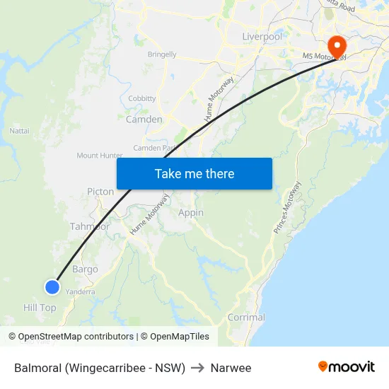 Balmoral (Wingecarribee - NSW) to Narwee map