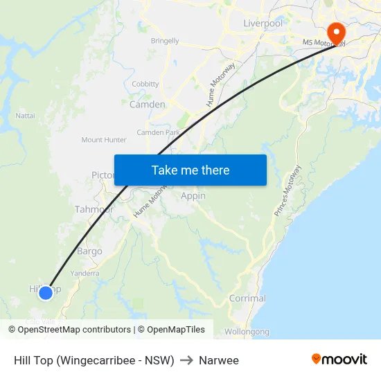 Hill Top (Wingecarribee - NSW) to Narwee map