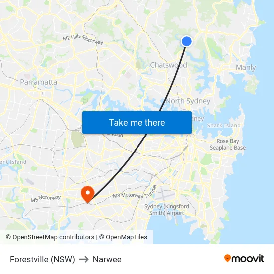 Forestville (NSW) to Narwee map