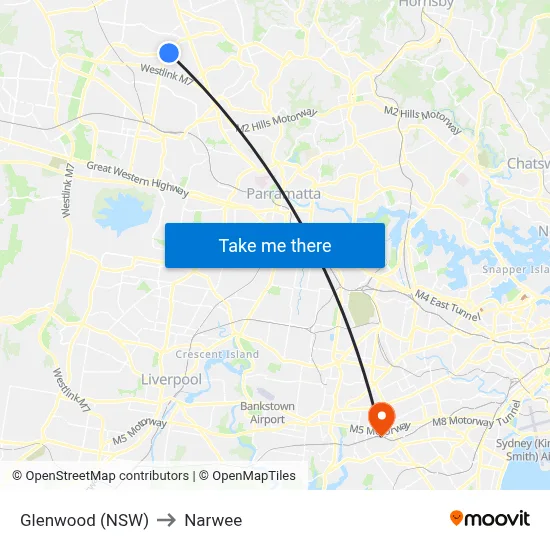 Glenwood (NSW) to Narwee map