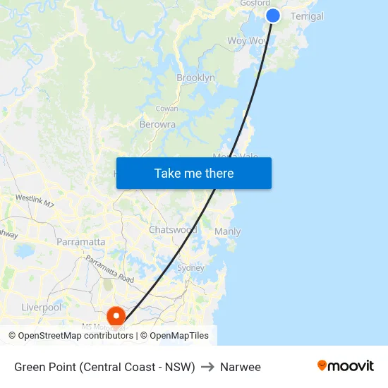Green Point (Central Coast - NSW) to Narwee map