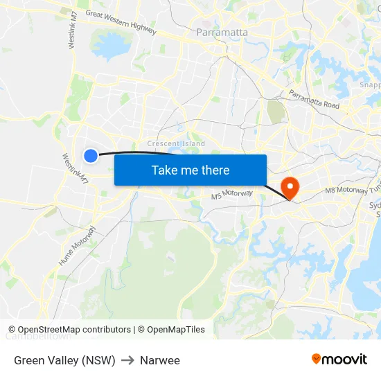 Green Valley (NSW) to Narwee map