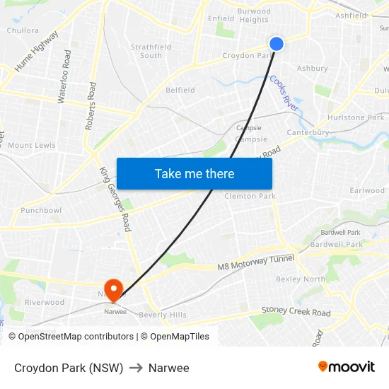 Croydon Park (NSW) to Narwee map