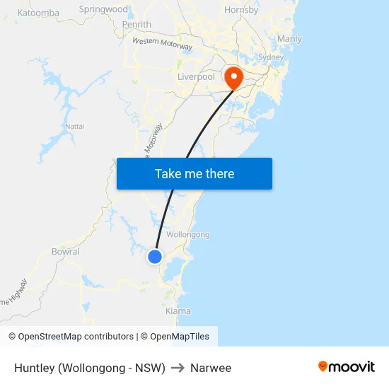 Huntley (Wollongong - NSW) to Narwee map