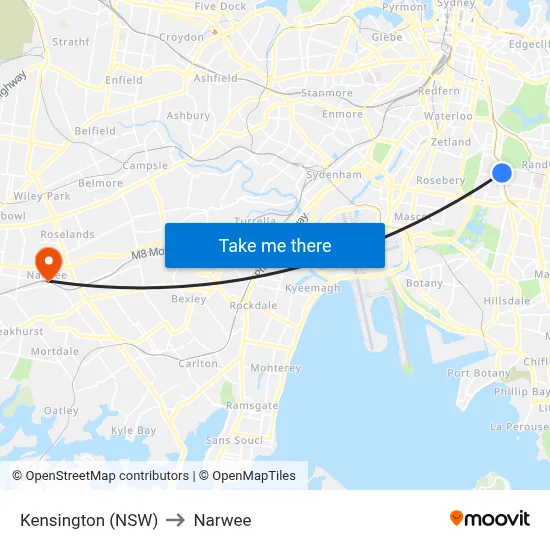 Kensington (NSW) to Narwee map