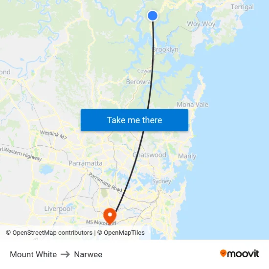 Mount White to Narwee map