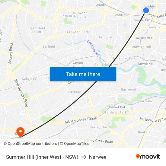 Summer Hill (Inner West - NSW) to Narwee map