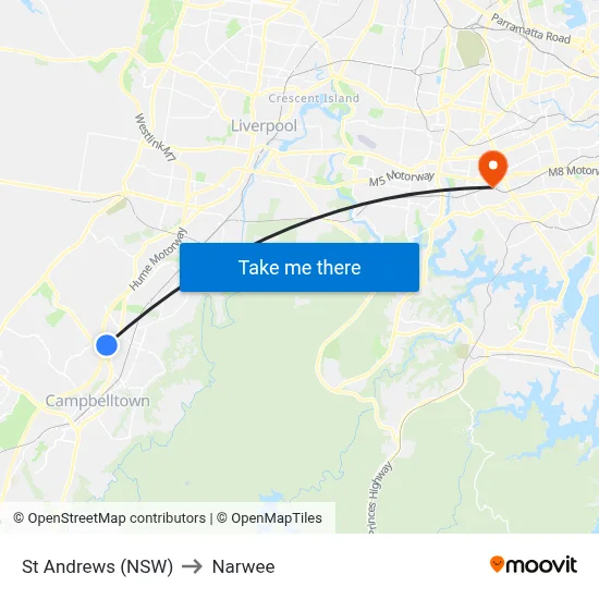 St Andrews (NSW) to Narwee map