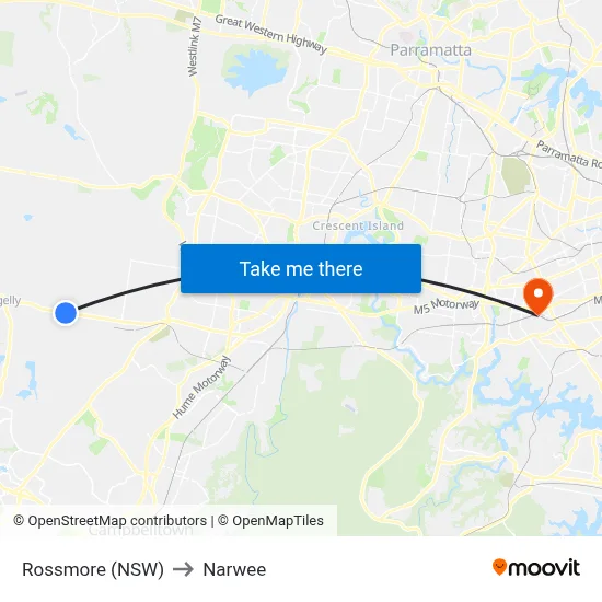 Rossmore (NSW) to Narwee map