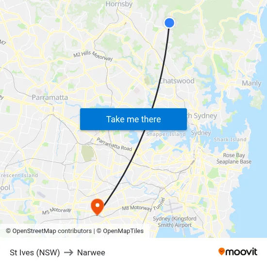 St Ives (NSW) to Narwee map