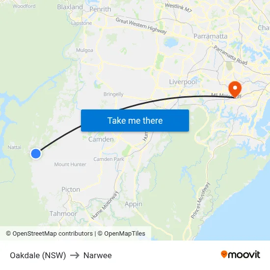Oakdale (NSW) to Narwee map