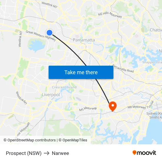 Prospect (NSW) to Narwee map