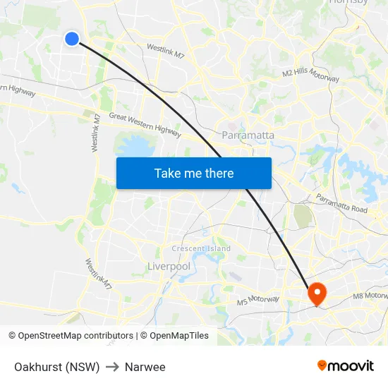 Oakhurst (NSW) to Narwee map