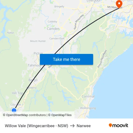 Willow Vale (Wingecarribee - NSW) to Narwee map