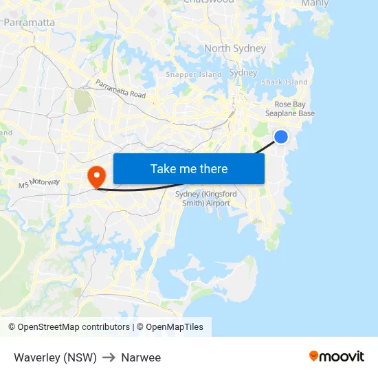 Waverley (NSW) to Narwee map