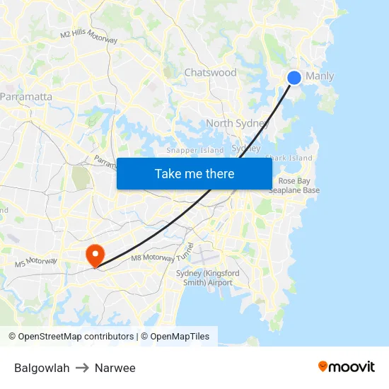 Balgowlah to Narwee map
