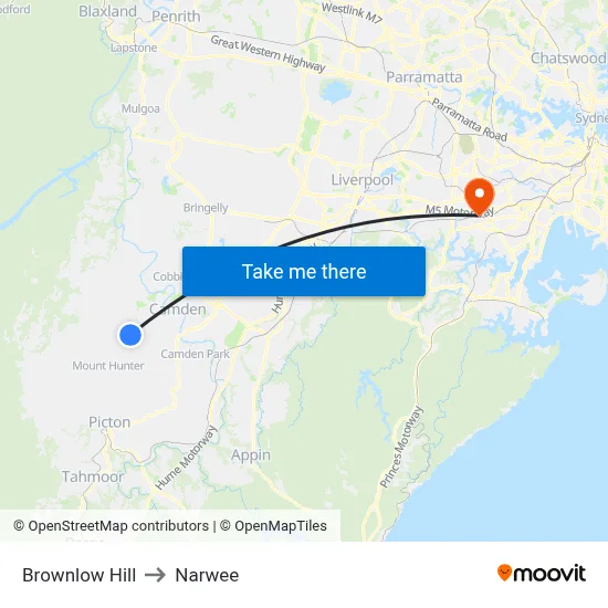 Brownlow Hill to Narwee map