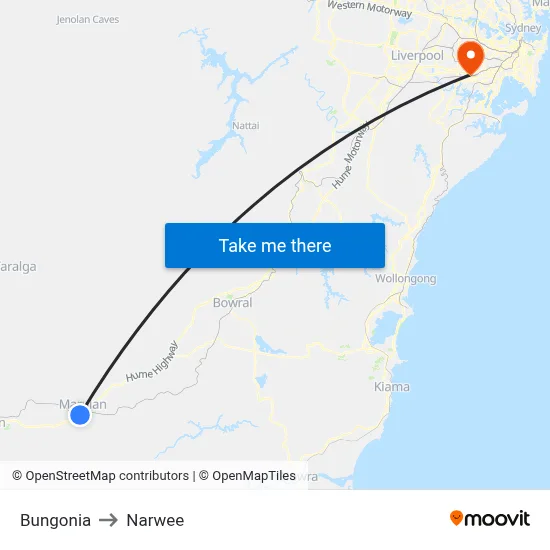 Bungonia to Narwee map
