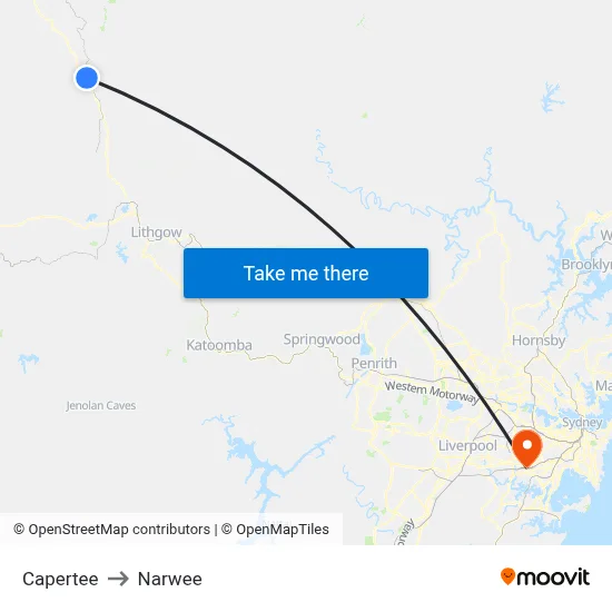 Capertee to Narwee map
