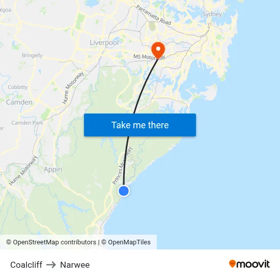 Coalcliff to Narwee map