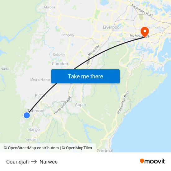 Couridjah to Narwee map