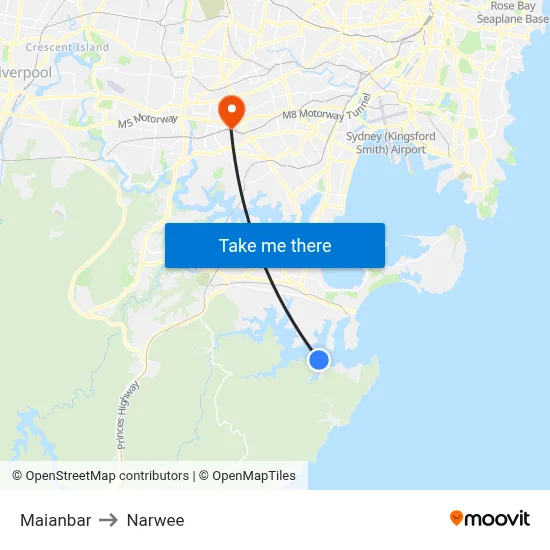 Maianbar to Narwee map